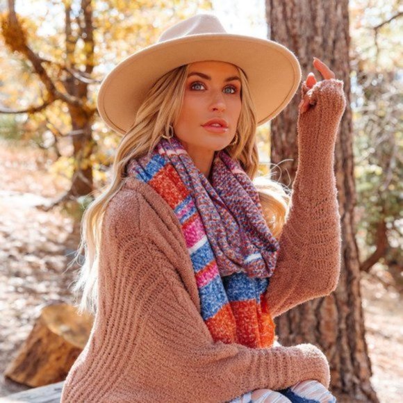 JENESIS STRIPED SCARF - ORANGE COMBO - Picture 1 of 2